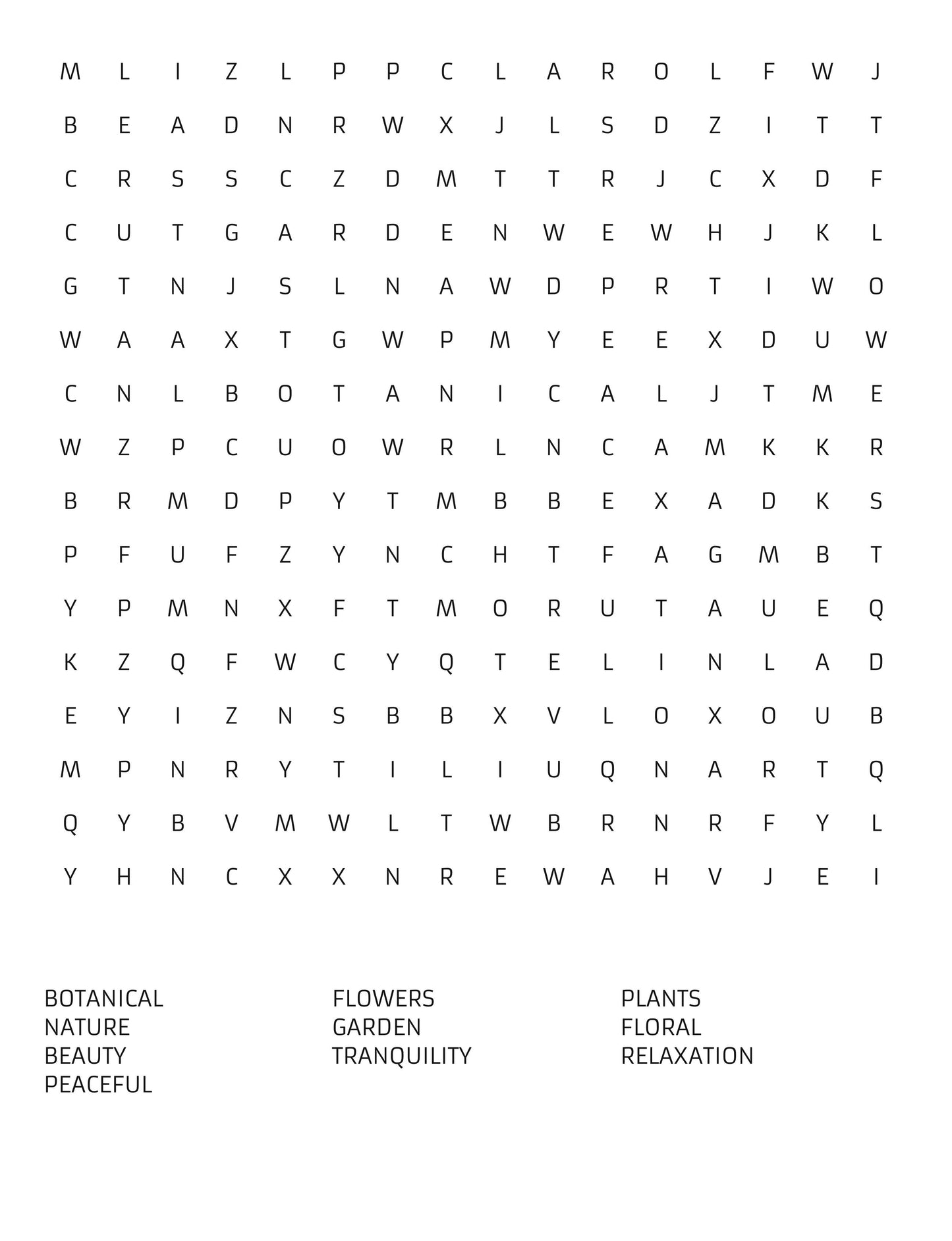 Botanical Bliss: A Floral Word Search Adventure