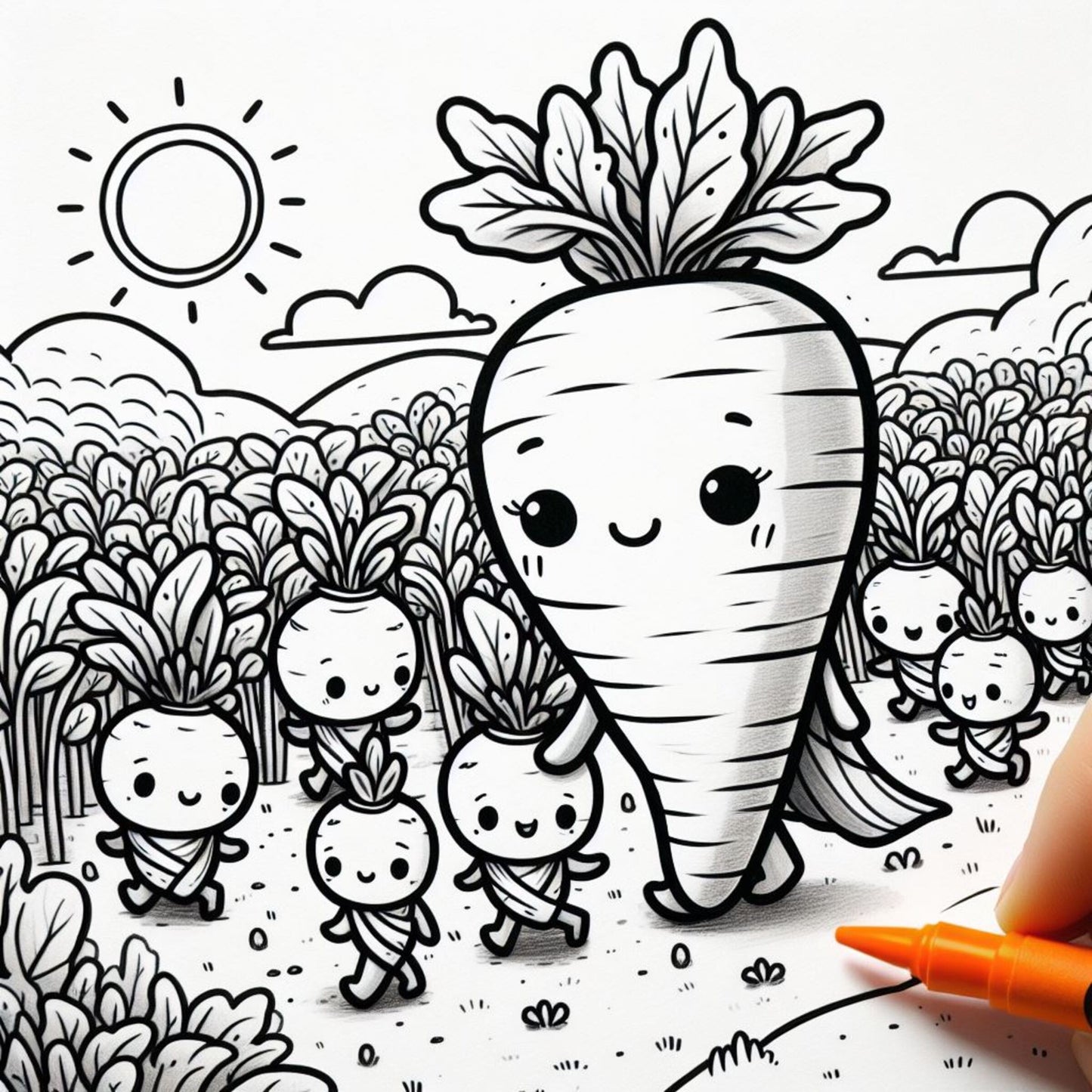 Vegetable Friends: A Whimsical Coloring Adventure